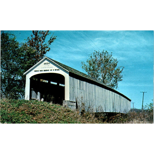Nevins Bridge Little Raccoon Creek Parke County IN Covered Bridge Postcard PC8