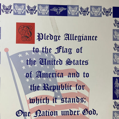 Retro Kitsch Pledge of Allegiance Lithograph 11x14 Vintage Art Print V3