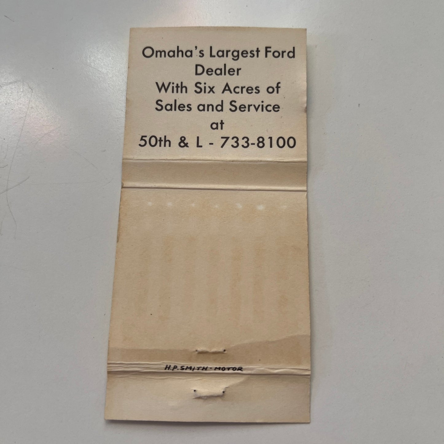 H.P Smith Ford Omaha Charlie Brown Peanuts Vintage Matchbook Cover SA6-M10