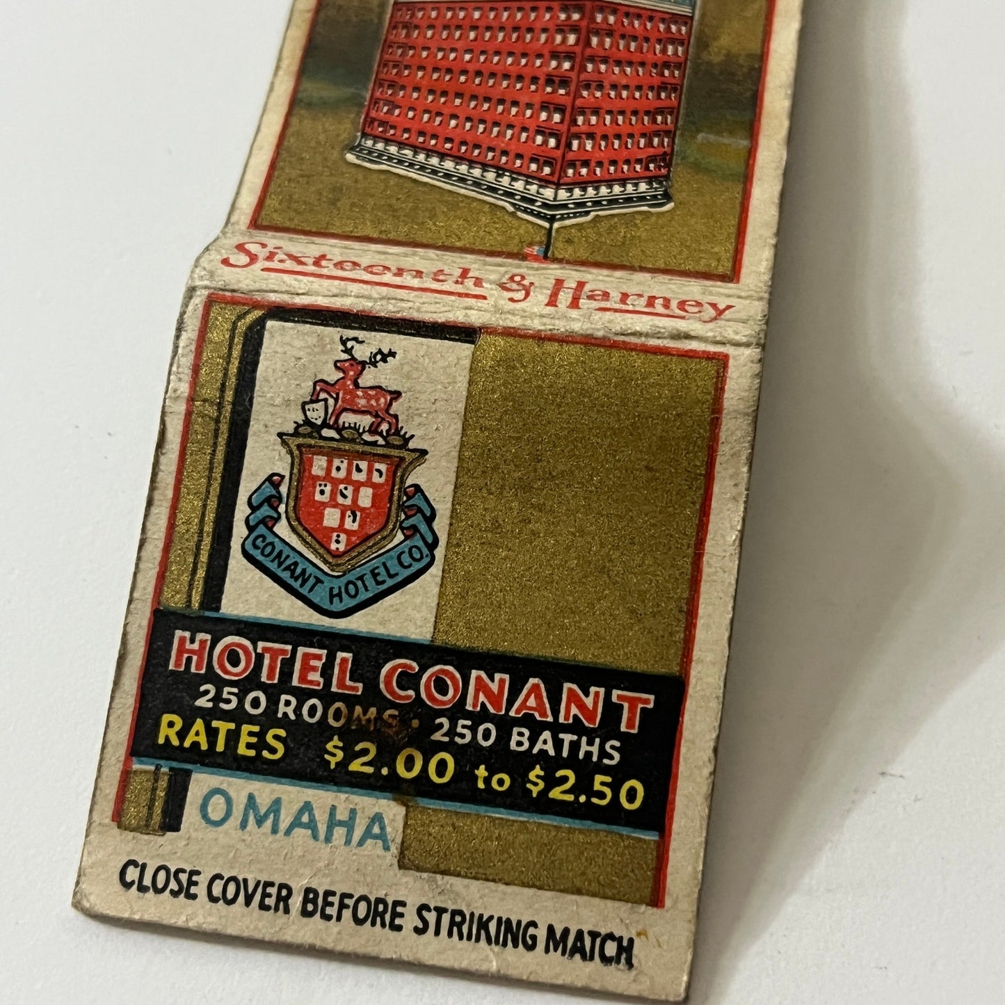 Hotel Conant Omaha NE Vintage Matchbook TB6-MB2-11