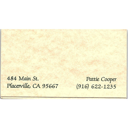 Cooper Creek Ltd Antiques Pattie Cooper Placerville CA Vtg Business Card SD9-B14
