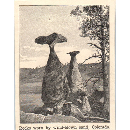 Rocks Worn by Wind-Blown Sand in Colorado 1901 Engraving AF2-P1