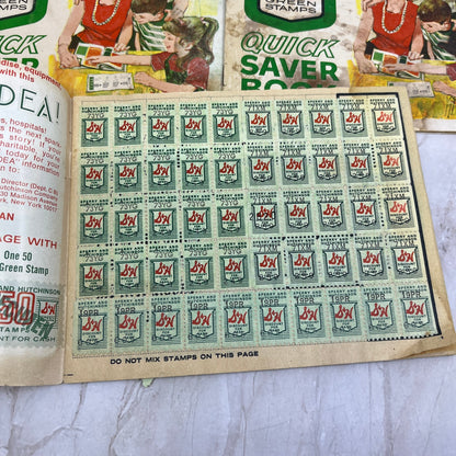Vintage Lot of 3 S&H Green Stamps Quicksaver Books H3-1