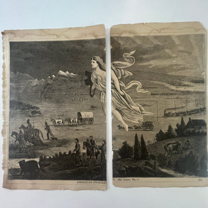 American Progress Lady Liberty Original 1879 Engraving SAI1-5
