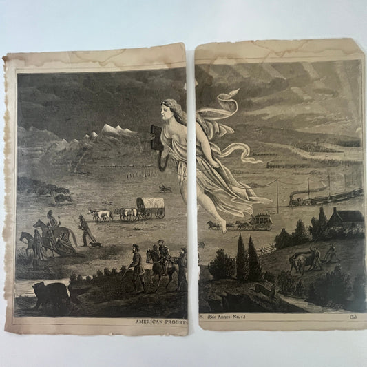 American Progress Lady Liberty Original 1879 Engraving SAI1-5