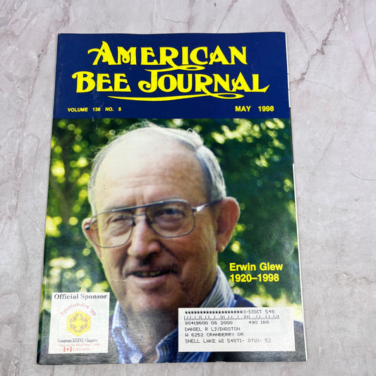 1998 May Erwin Glew - American Bee Journal Magazine - Bees Beekeeping Honey M37