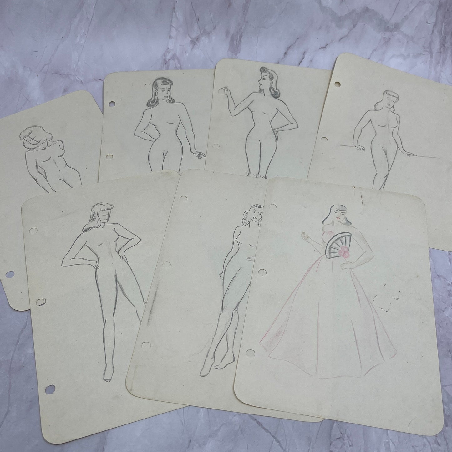 1940s Lot of 15 Art Student 5x8 Female Figural Sketches Winifred Schutsky TC5