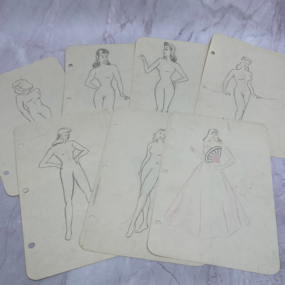 1940s Lot of 15 Art Student 5x8 Female Figural Sketches Winifred Schutsky TC5