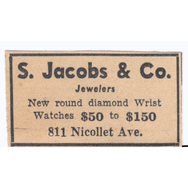 S. Jacobs & Co Jewelers Nicollet 1935 Minneapolis Journal Advertisement AE7-H3