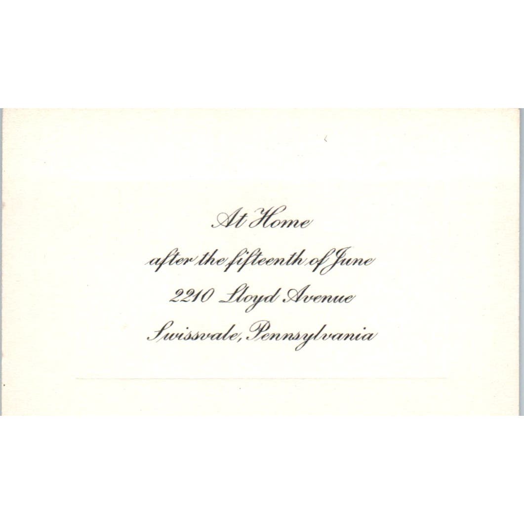 Home After June 15 - 2210 Lloyd Avenue Swissvale Pennsylvania Calling Card AF1