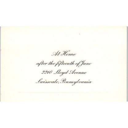 Home After June 15 - 2210 Lloyd Avenue Swissvale Pennsylvania Calling Card AF1