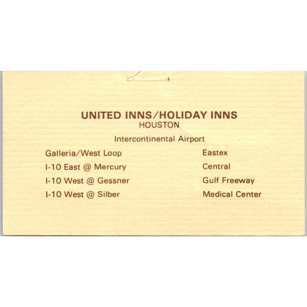 Brenda Van Voris Holiday Inn Houston TX Vintage Business Card SE3-B1