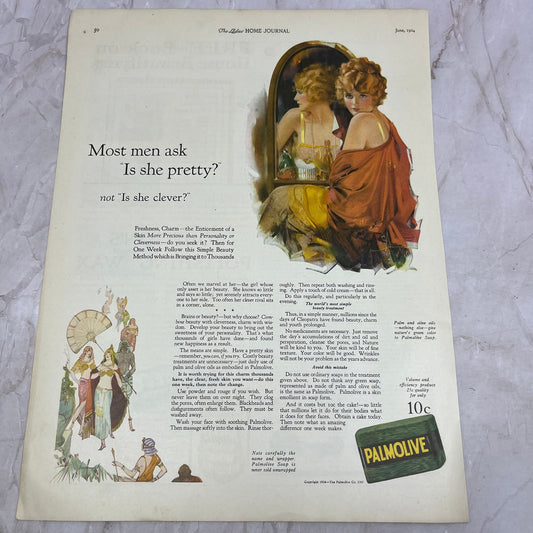 Palmolive Soap - Is She Pretty? 1924 Magazine Ad FL6-11