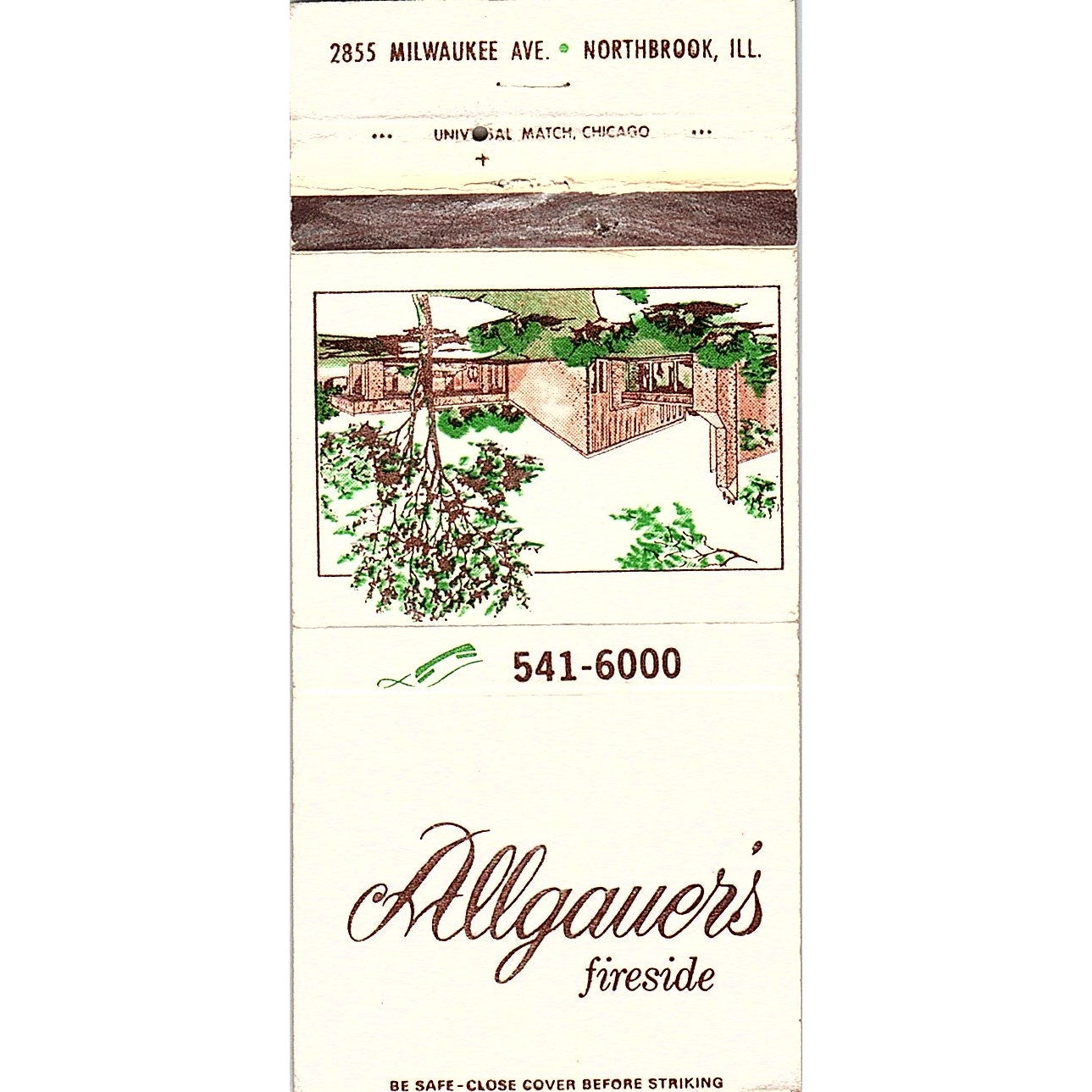 Allgauer's Fireside Restaurant Northbrook IL Vintage Matchbook TB6-MB2-12