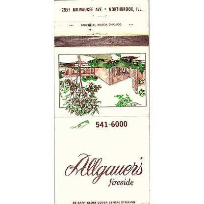 Allgauer's Fireside Restaurant Northbrook IL Vintage Matchbook MM5-8