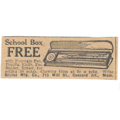 Bluine Mfg Co Concord Jet MA Free School Box Offer 1923 Magazine Ad Clip AE1-6