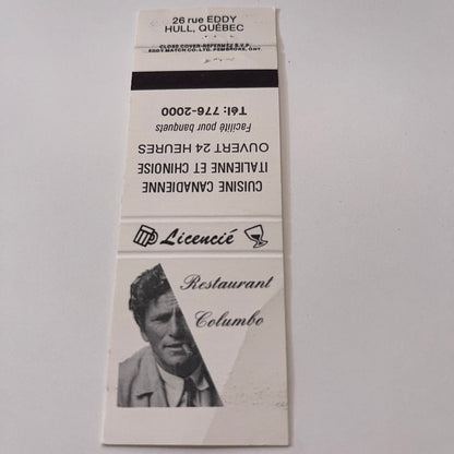 Restaurant Columbo Italian Cuisine Eddy Hull Quebec Matchbook Cover TB6-MB2-1