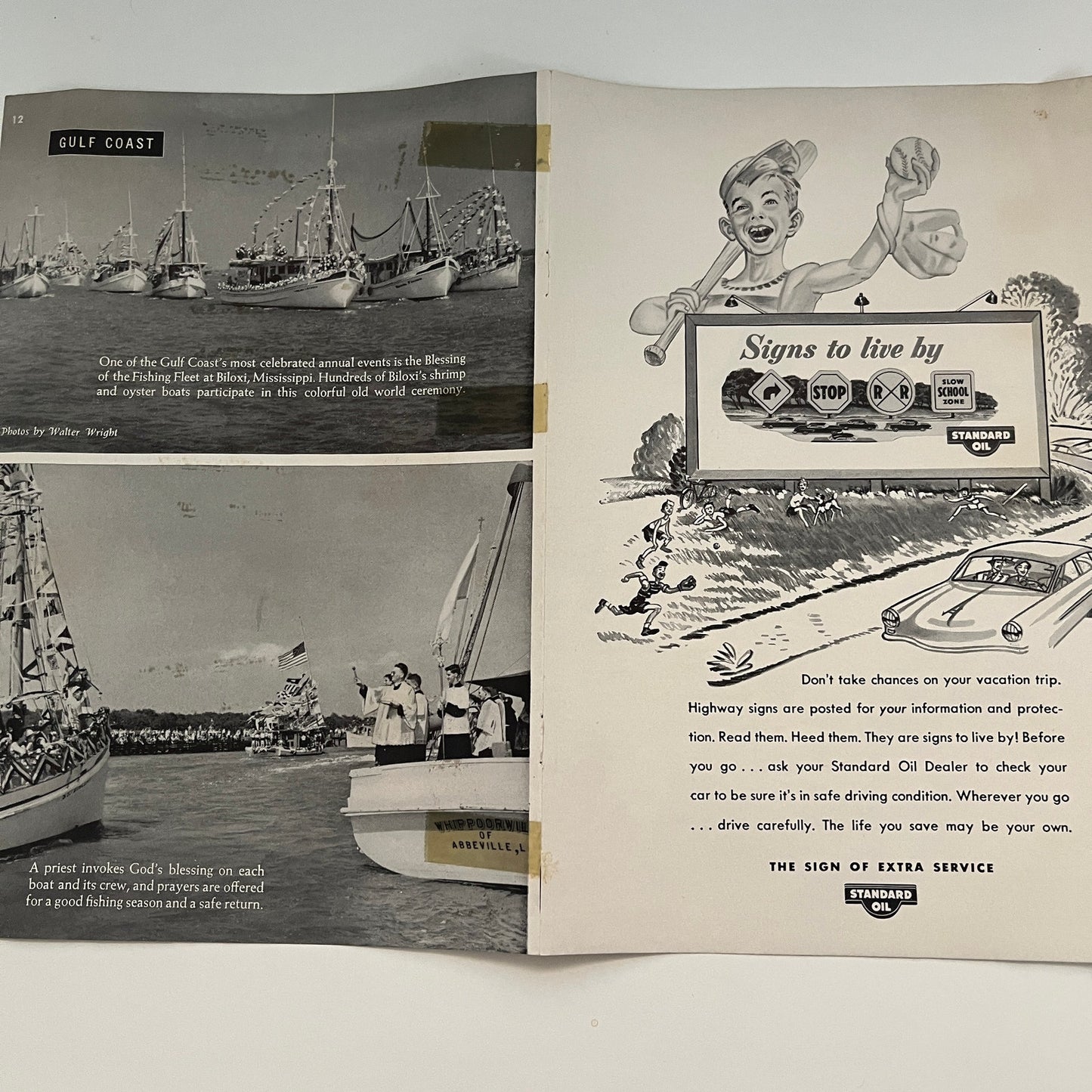 Sunset on the Mississippi Sound Sailboats Photo Fold Out 1953 Biloxi MS AG8-7