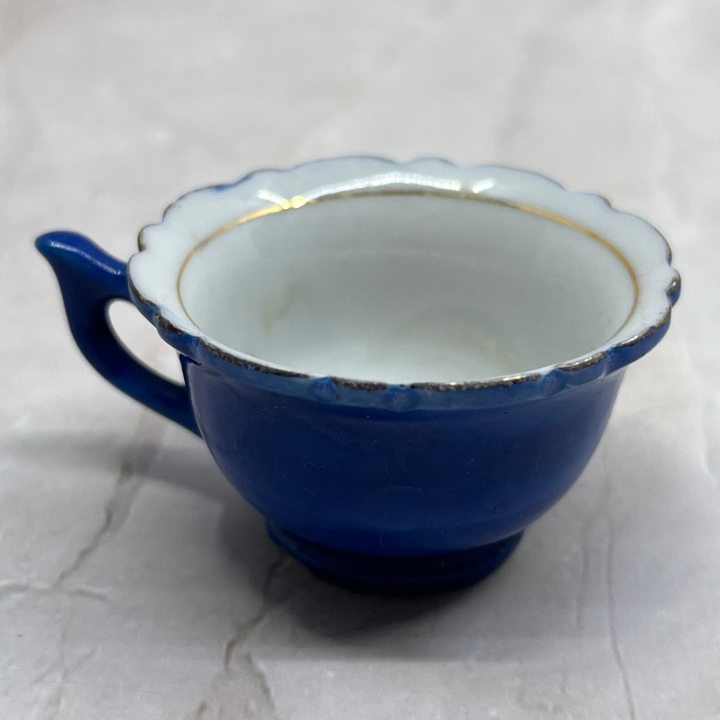 Vintage Miniature Porcelain Tea Cup Blue and Pink Floral Gold Trim Japan SB8