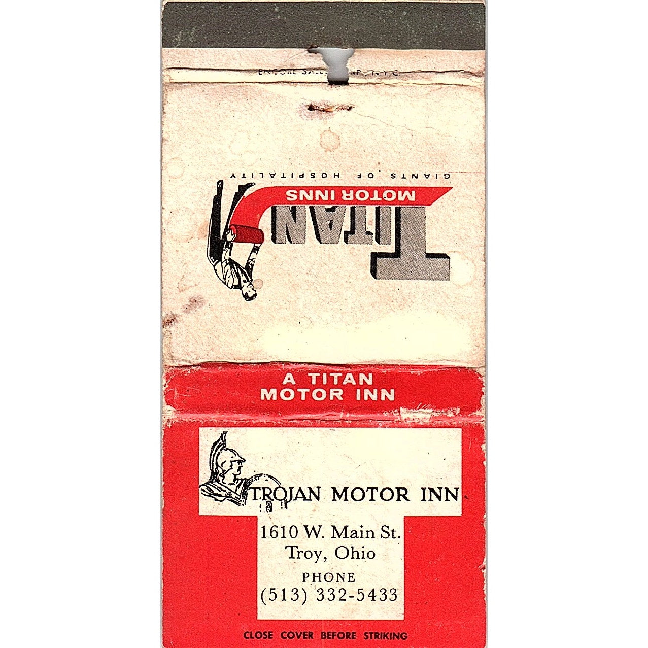 Trojan Motor Inn Troy OH Vintage Matchbook MM5-8