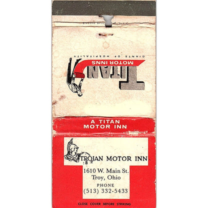 Trojan Motor Inn Troy OH Vintage Matchbook MM5-8