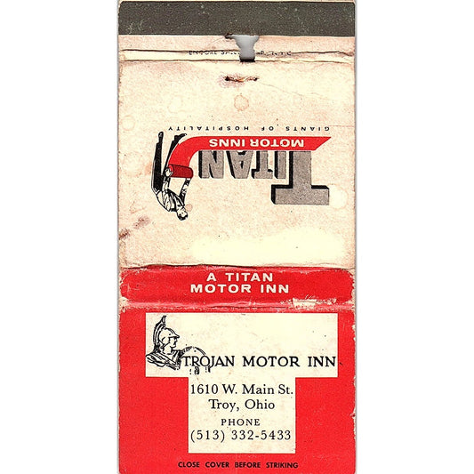 Trojan Motor Inn Troy OH Vintage Matchbook MM5-8