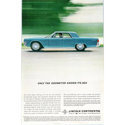 Lincoln Continental Blue Automobile Car - Vintage Magazine Ad D20