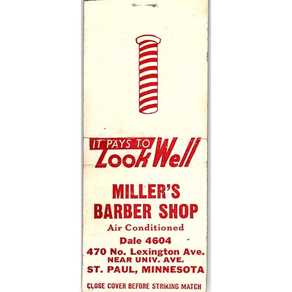 Miller's Barber Shop St. Paul MN Vintage Matchbook Cover SF3-Y8