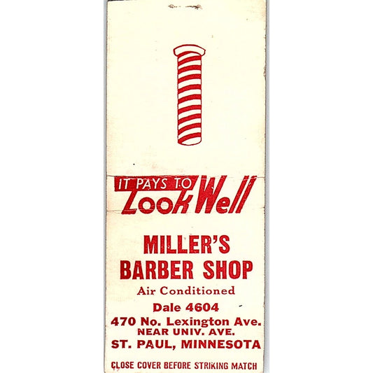 Miller's Barber Shop St. Paul MN Vintage Matchbook Cover SF3-Y8