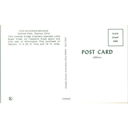 Carillon Park Bridge Sugar Creek Dayton OH Covered Bridge Postcard PC3