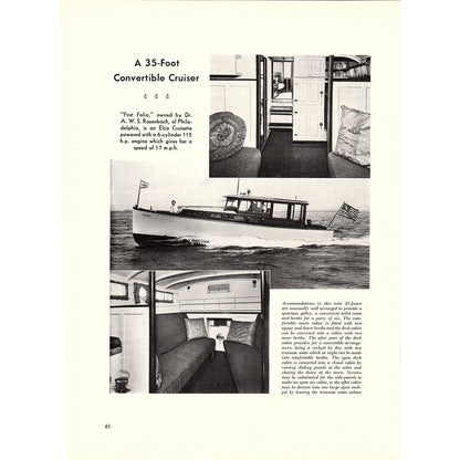 Convertible Cruiser First Folio Dr. A.W.S. Rosenbach Philadelphia Elco 1932 V1-4