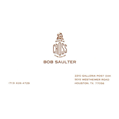 Vintage Mark Cross Bob Saulter Westheimer Rd Houston Texas Business Card SF3-B1