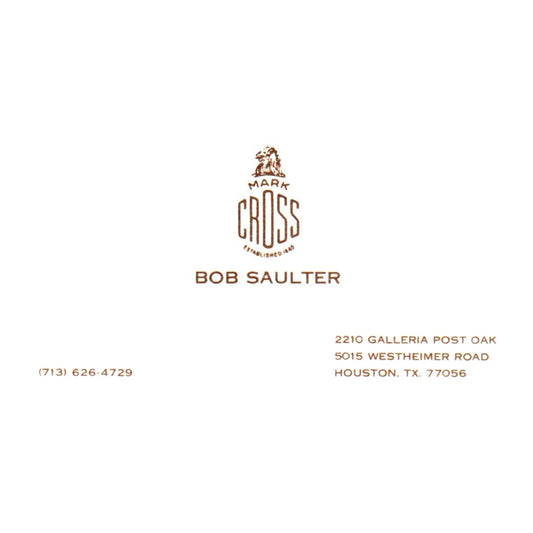 Vintage Mark Cross Bob Saulter Westheimer Rd Houston Texas Business Card SF3-B1
