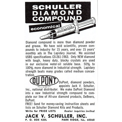 Jack V. Schuller Inc Diamond Compound Park Ridge IL 1972 Ad AF8-M3