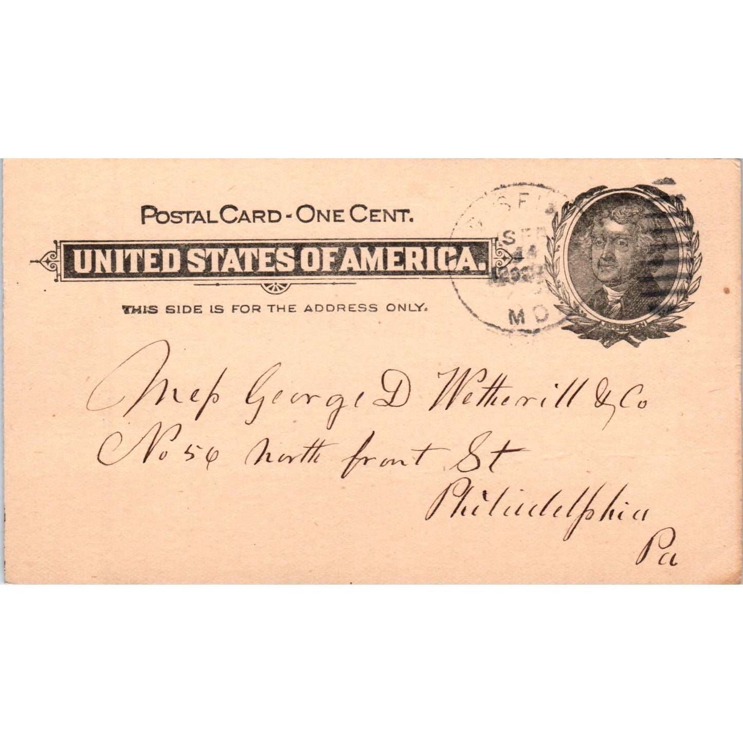 1901 Peoples Hardware Co Philadelphia PA Postal Mailing Card PE4