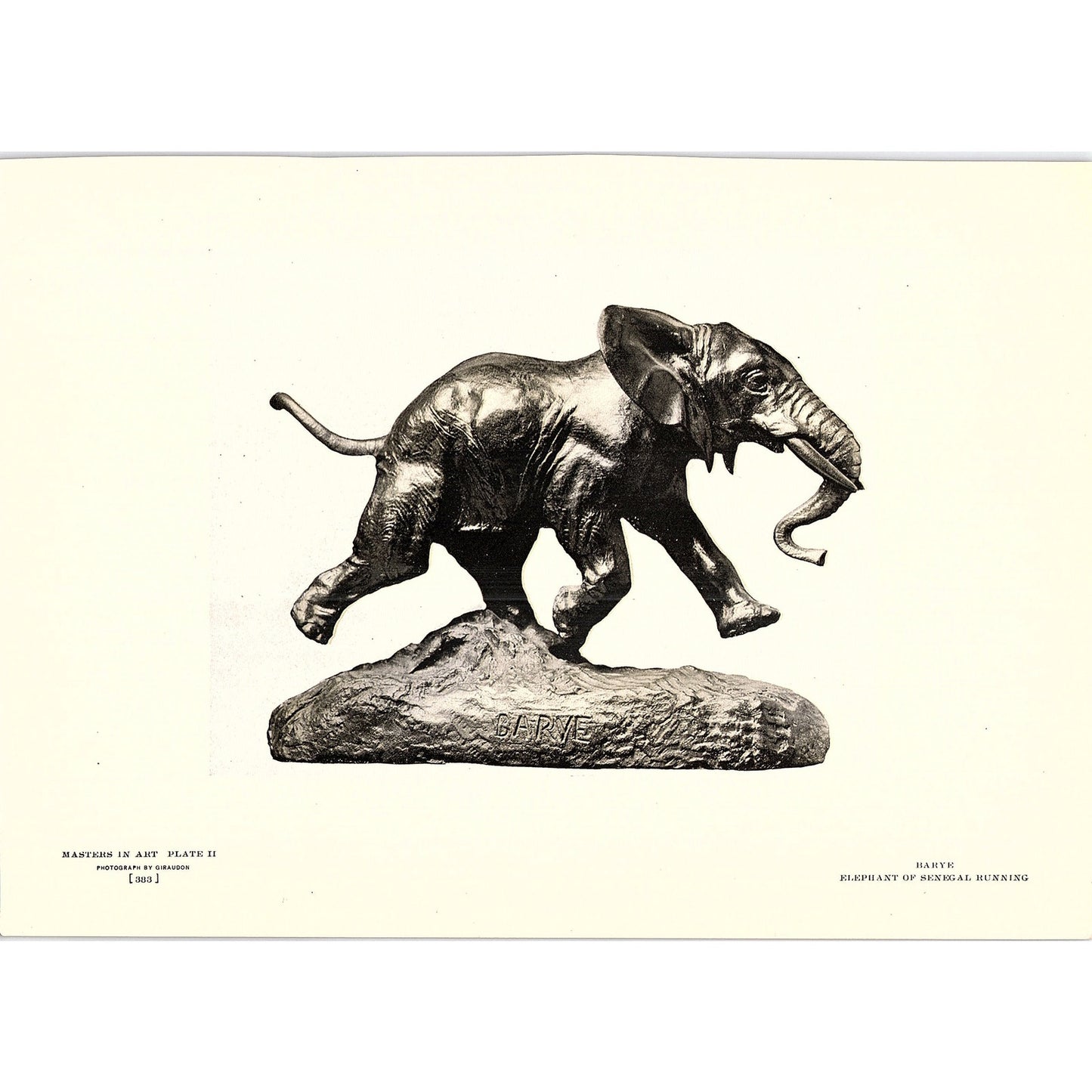 Elephant of Senegal Running - Barye - 1904 Litho Art Print AF4-6