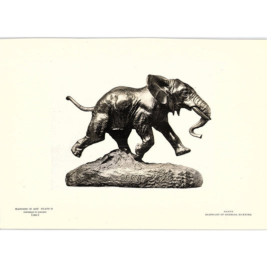 Elephant of Senegal Running - Barye - 1904 Litho Art Print AF4-6