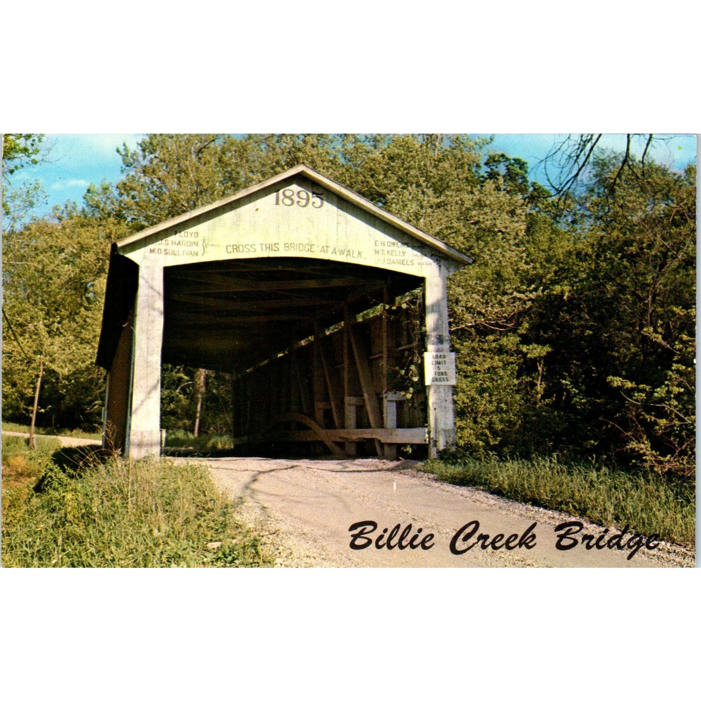 Billie Creek Bridge Williams Creek Rockville Indiana Covered Bridge Postcard PC8