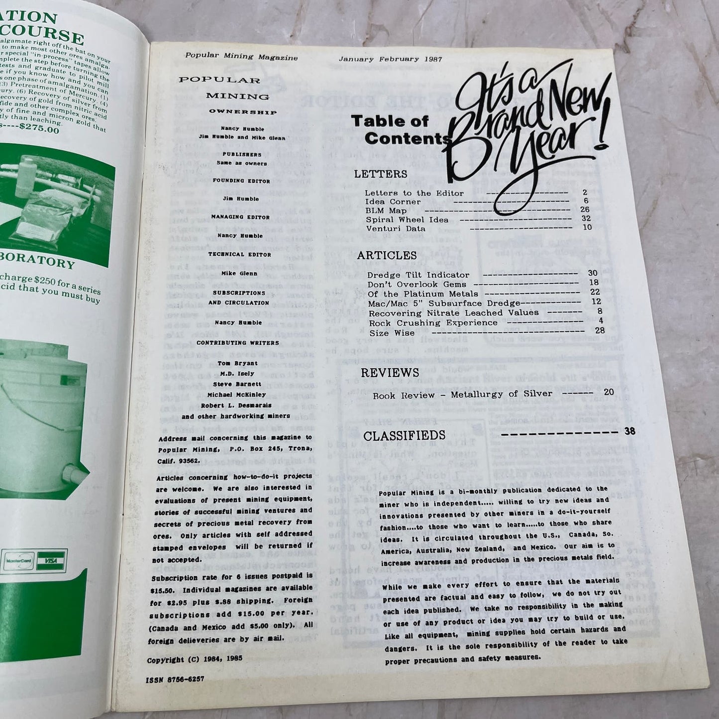 1987 Jan/Feb - Popular Mining Magazine - Treasure Hunting Prospecting Gold M11