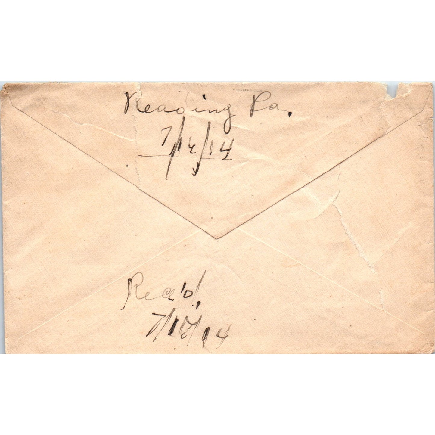 1914 Jonas Imber Reading PA Postal Cover Envelope TG7-PC3
