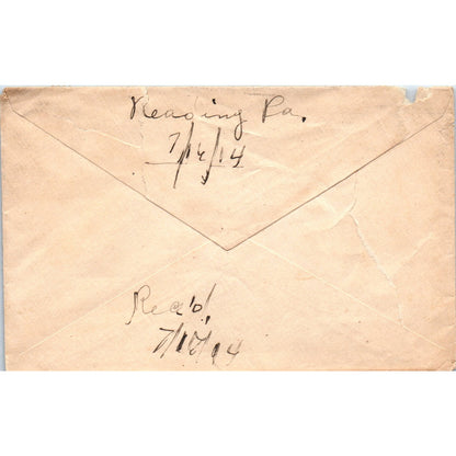 1914 Jonas Imber Reading PA Postal Cover Envelope TG7-PC3