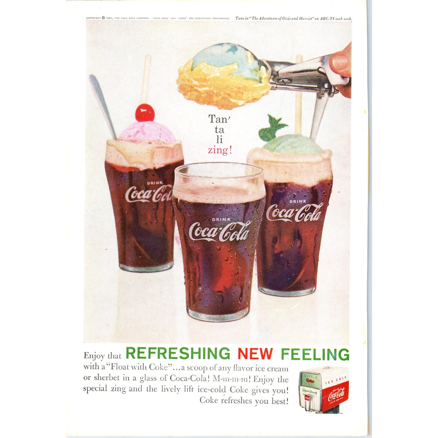 1961 Coca Cola Coke Floats - Vintage Magazine Ad D20