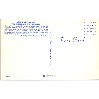 Amish Hex Sign on Red Barn Pennsylvania Dutch Country Postcard PD8