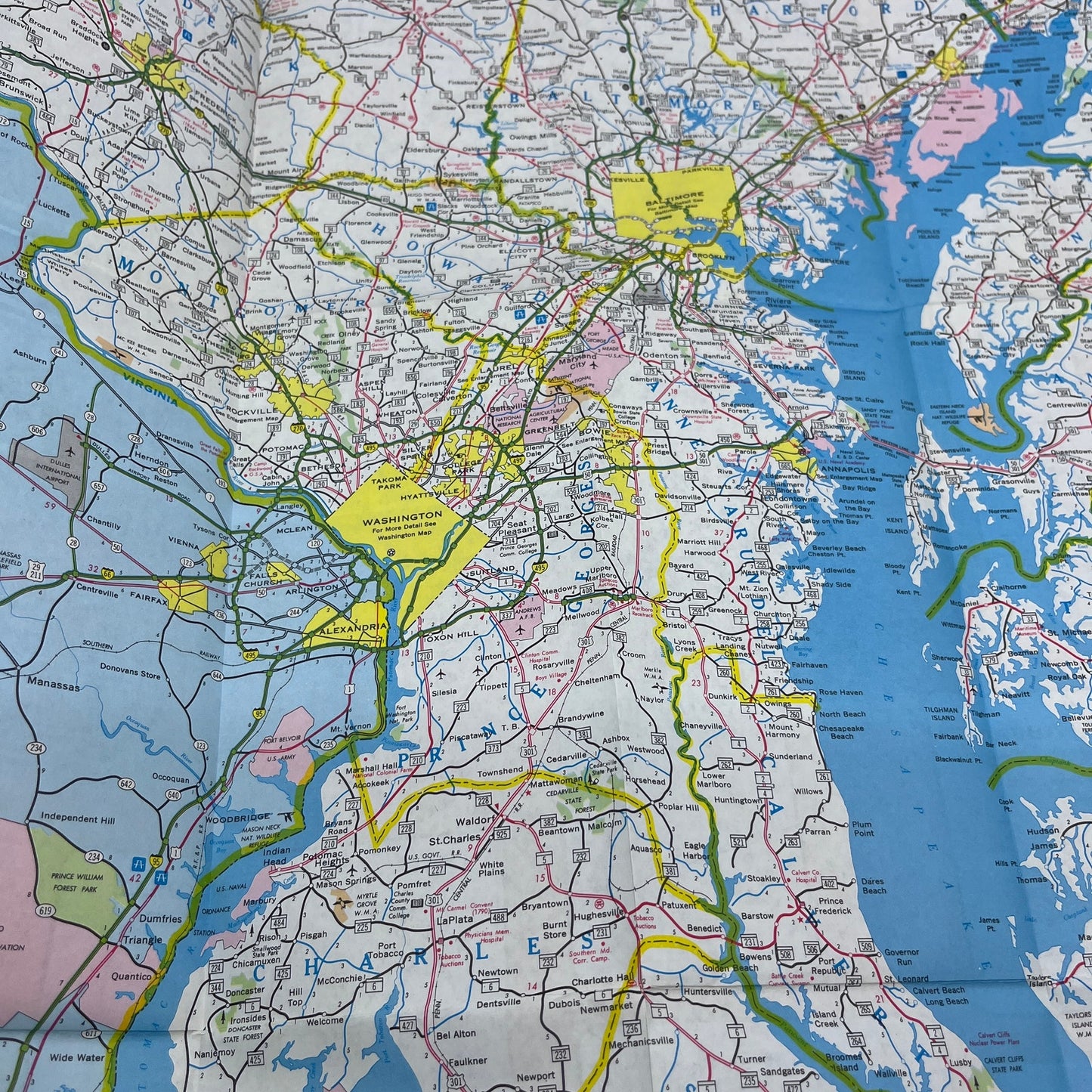 1975 Maryland Official Highway Map Fold Out L3-6