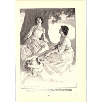 c1900 Ladies in the Country - Paul Julian Meylan Antique Art Print 6x9 V4