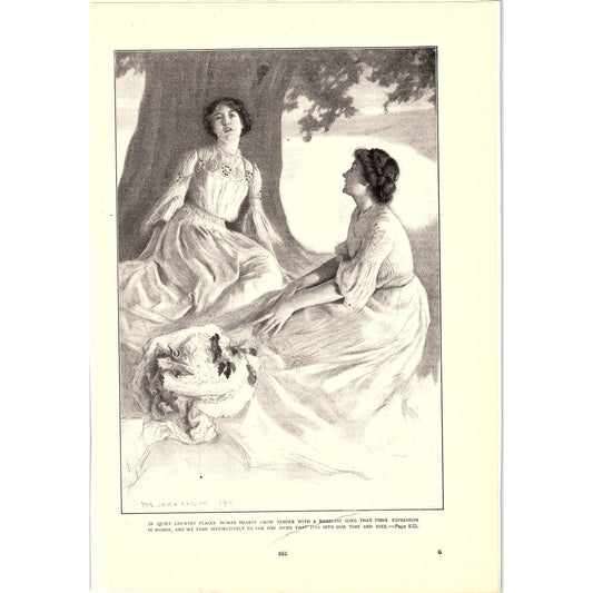 c1900 Ladies in the Country - Paul Julian Meylan Antique Art Print 6x9 V4