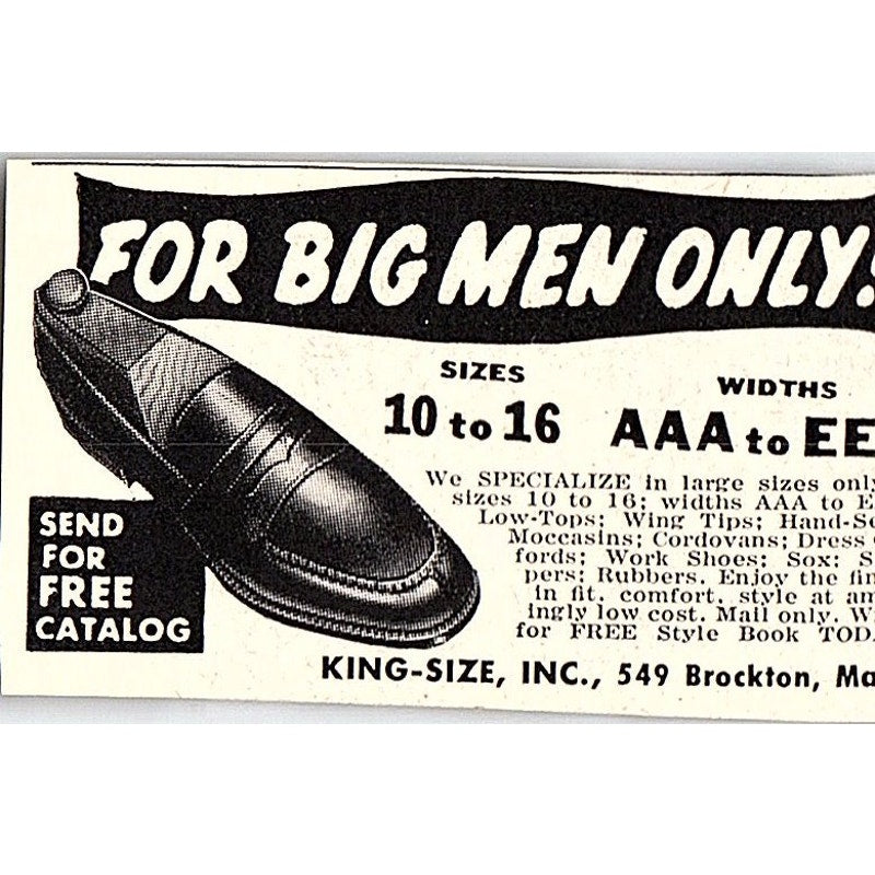 King-Size Inc Menswear Brockton MA 1955 Ad AF9-S3