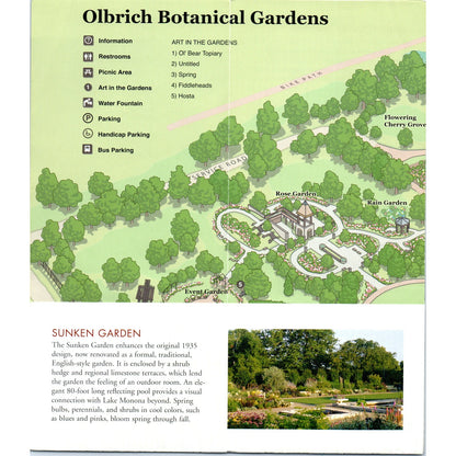 Vintage Olbrich Botanical Gardens Madison WI Map & Travel Brochure TF4-B1