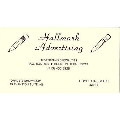 Doyle Hallmark Advertising Houston TX Vintage Business Card SE3-B16