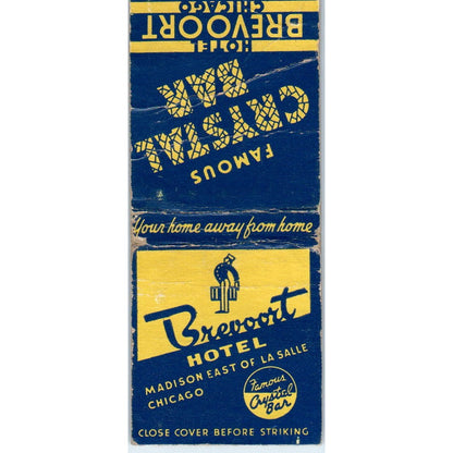 Brevoort Hotel Chicago Crystal Bar Vintage Matchbook Cover SD4-Y8